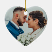 First Christmas Engaged Modern Minimalist Photo Keramisch Ornament (Achterkant)