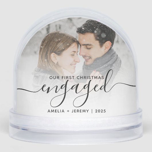 First Christmas Engaged Photo Black Script (Avant)