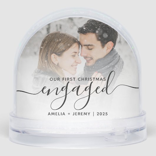 First Christmas Engaged Photo Black Script (Arrière)