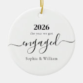 First Christmas Engaged Photo Ceramic Ornament (Voorkant)