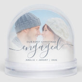 First Christmas Engaged Photo Dusty Blue Script (Avant)