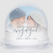 First Christmas Engaged Photo Dusty Blue Script (Arrière)