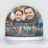 First Christmas Engaged Photo White Script (Avant)