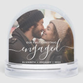 First Christmas Engaged Photo White Script (Arrière)