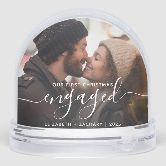 First Christmas Engaged Photo White Script (Arrière)