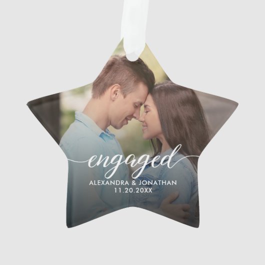 First Christmas Engaged White overlay Custom Photo (dos)