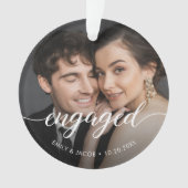 First Christmas Engaged White overlay Custom Photo Ornament (voorkant)