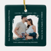 First Christmas Expecting Pregnancy Announcement Keramisch Ornament (Voorkant)