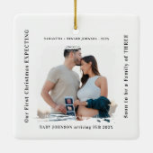 First Christmas Expecting Pregnancy Announcement Keramisch Ornament (Achterkant)