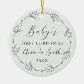 First Christmas Floral Botanical Wreath Keramisch Ornament (Voorkant)