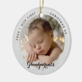 First Christmas Grandparents Modern Script Photo Keramisch Ornament (Links)