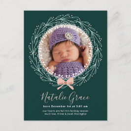 First Christmas Holiday Birth Announcement Briefkaart