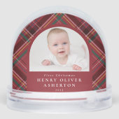 First Christmas holiday plaid two photo snow globe (Arrière)