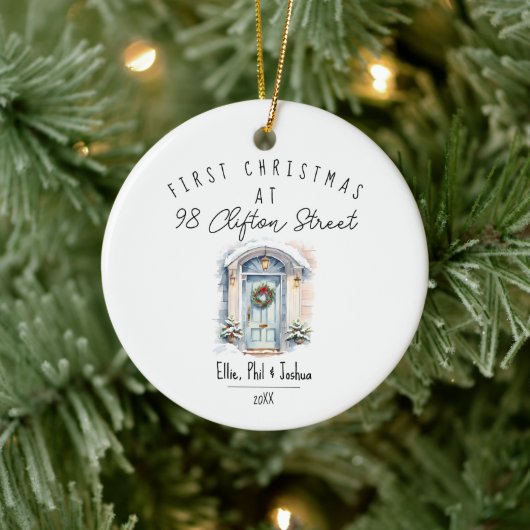 first Christmas in New Home Christmas watercolour Keramisch Ornament (Boom)