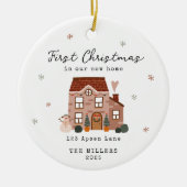First Christmas In Our New Home Custom Address  Keramisch Ornament (Voorkant)