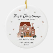 First Christmas In Our New Home Custom Address  Keramisch Ornament (Achterkant)