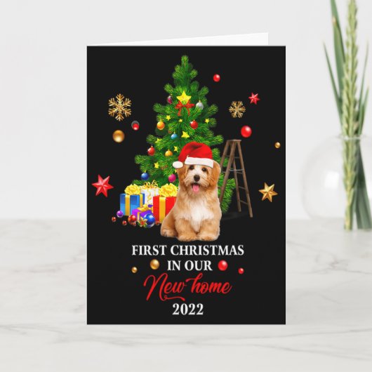 First Christmas In Our New Home Xmas Maltese Dog T Kaart (Voorkant)