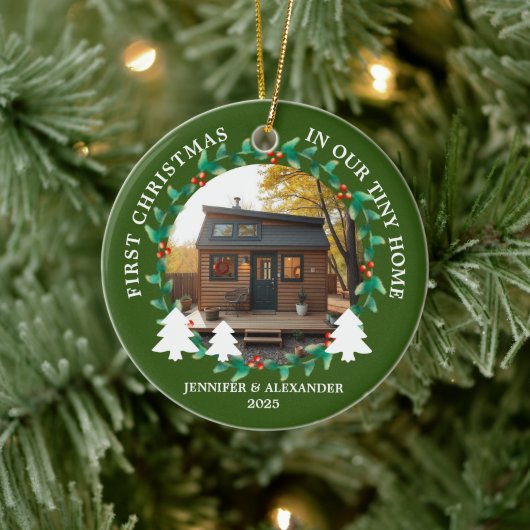 First Christmas in our Tiny Home photo Keramisch Ornament (Boom)