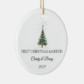 First Christmas Married 2025 Personalized Ornament (Rechts)