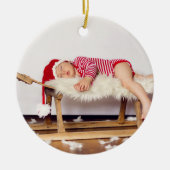 First Christmas Monogram Photo Holiday Ornament (Voorkant)