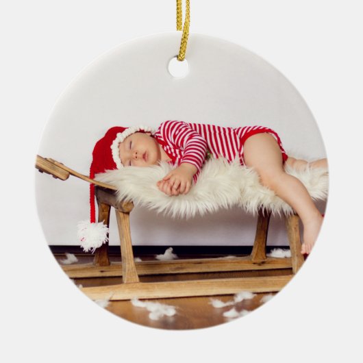 First Christmas Monogram Photo Holiday Ornament (Voorkant)