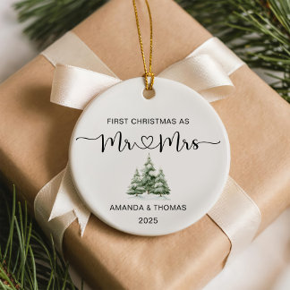 First Christmas Mr and Mrs Wedding Keramisch Ornament