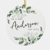 First Christmas Mr & Mrs Eucalyptus Keramisch Ornament (Voorkant)