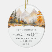 First Christmas Mr Mrs Mountain Forest Wedding Keramisch Ornament (Links)