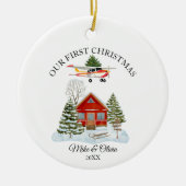 First Christmas New Home Cessna Airplane and Tree Keramisch Ornament (Voorkant)