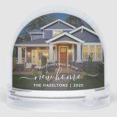 First Christmas New Home Photo White Script 2025 Sneeuwbol (Achterkant)