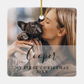 First Christmas Pet 2 Photo Script Name Keramisch Ornament (Achterkant)