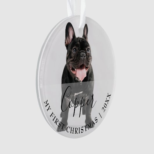 First Christmas Pet 2 Photo Script Name Ornament (devant)