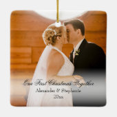 First Christmas Together Square Photo Keramisch Ornament (Achterkant)