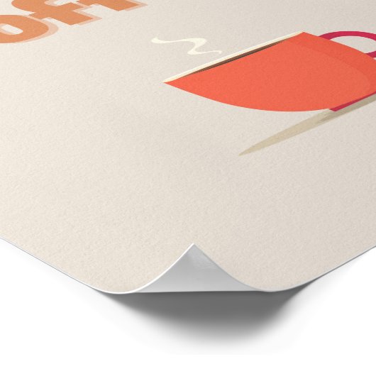 First Coffee Poster – Steaming Cup Kitchen Art (Coin)