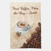 First Coffee, Then the Day – Sarah Kitchen Towel Theedoek (Verticaal)