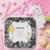 First Communde Boy Black Damask Papieren Bordje (Feest)