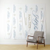 First Communion banner backdrop blue and gold Wandkleed (In Situ (horizontaal))