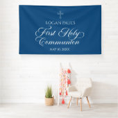 First Communion Blue banner backdrop  (Insitu)