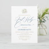 First Communion blue Invitation (Debout devant)