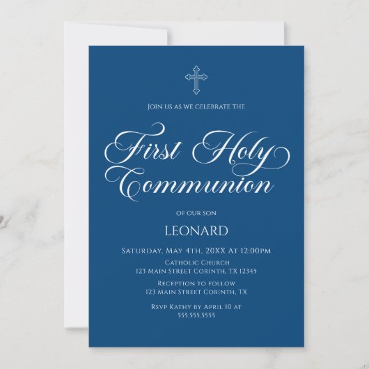 First Communion Blue Invitation (Devant)