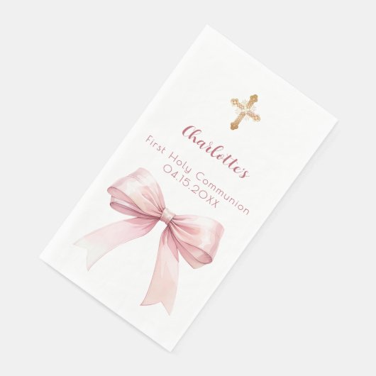 First Communion blush pink bow cross Servet (Hoek)