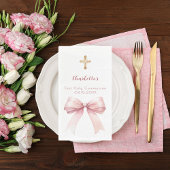 First Communion blush pink bow cross Servet