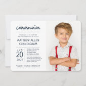 First Communion Boy | Modern + Eenvoudige foto Kaart (Voorkant)
