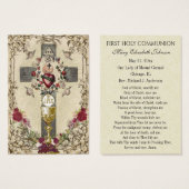 First Communion Catholic Remembrance Holy Card (Devant & derrière)