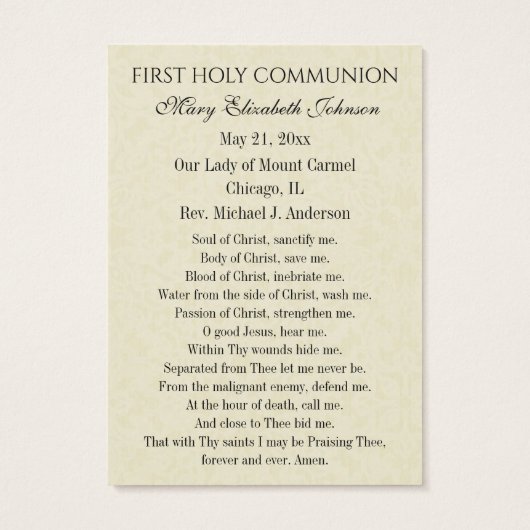 First Communion Catholic Remembrance Holy Card (Dos)