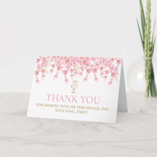 First Communion Cherry Blossom thank you card Bedankkaart (Voorkant)