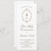 first communion elegant beige frame kaart (Voorkant / Achterkant)