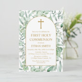 First Communion Eucalyptus leaves Invitation (Debout devant)