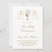 First Communion Eucharist golden angels Invitation (Devant)
