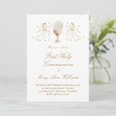 First Communion Eucharist golden angels Invitation (Debout devant)